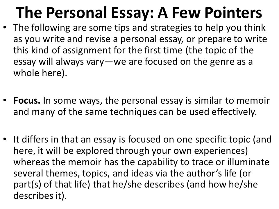 Personal narrative assignment nonfiction